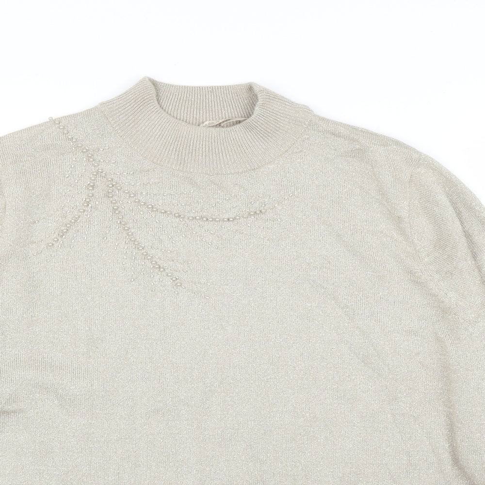 BM Womens Gold   Pullover Jumper Size L  - Pearls