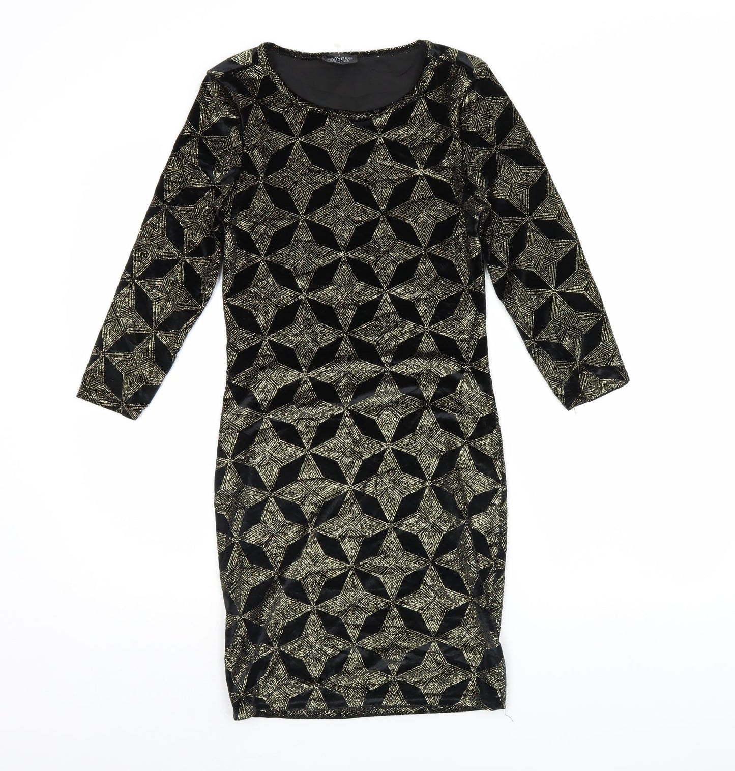 Topshop Womens Black Geometric  Bodycon  Size 10