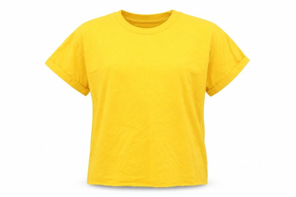 Miss Selfridge Womens Yellow   Basic T-Shirt Size 8  - Cropped