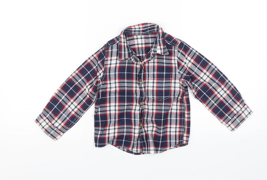 Preworn Baby Blue Plaid  Basic Button-Up Size 18-24 Months