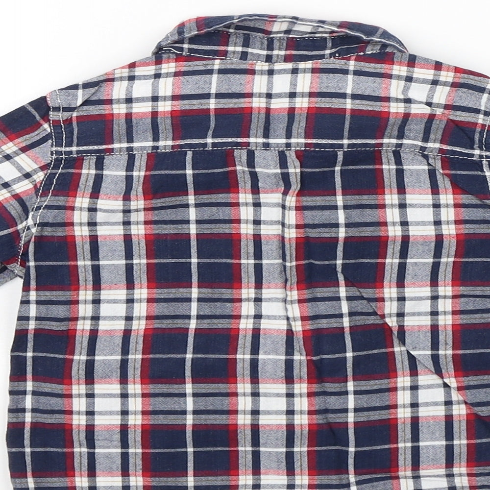 Preworn Baby Blue Plaid  Basic Button-Up Size 18-24 Months