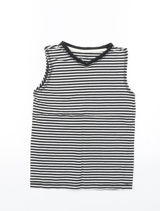 TU Girls Black Striped  Basic Tank Size 6-7 Years