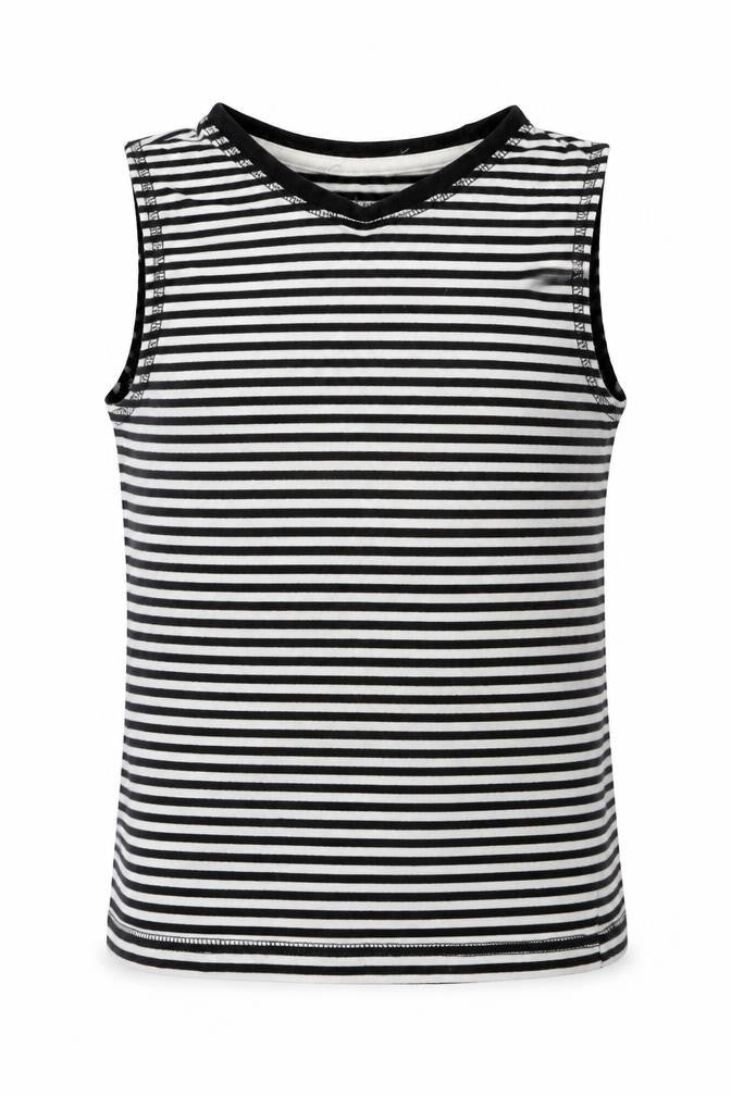TU Girls Black Striped  Basic Tank Size 6-7 Years