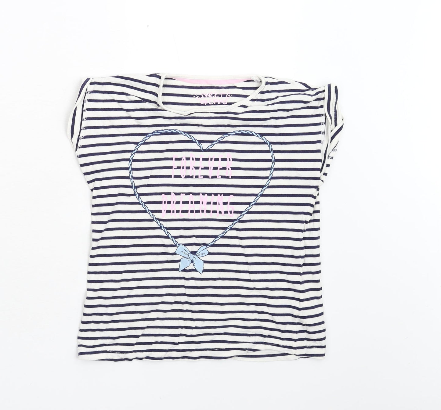 Matalan Girls Multicoloured Striped  Basic T-Shirt Size 10-11 Years