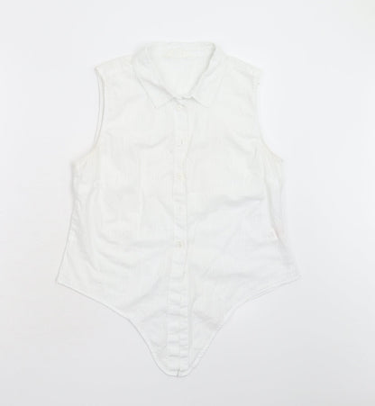 Preloved Primark Womens White   Basic Button-Up Size 14 - Front