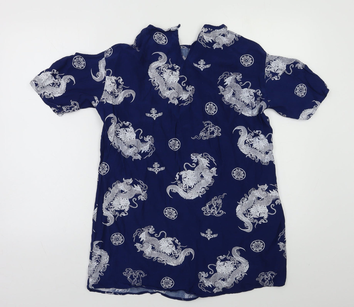 Motel Womens Blue Geometric  Basic Blouse Size S