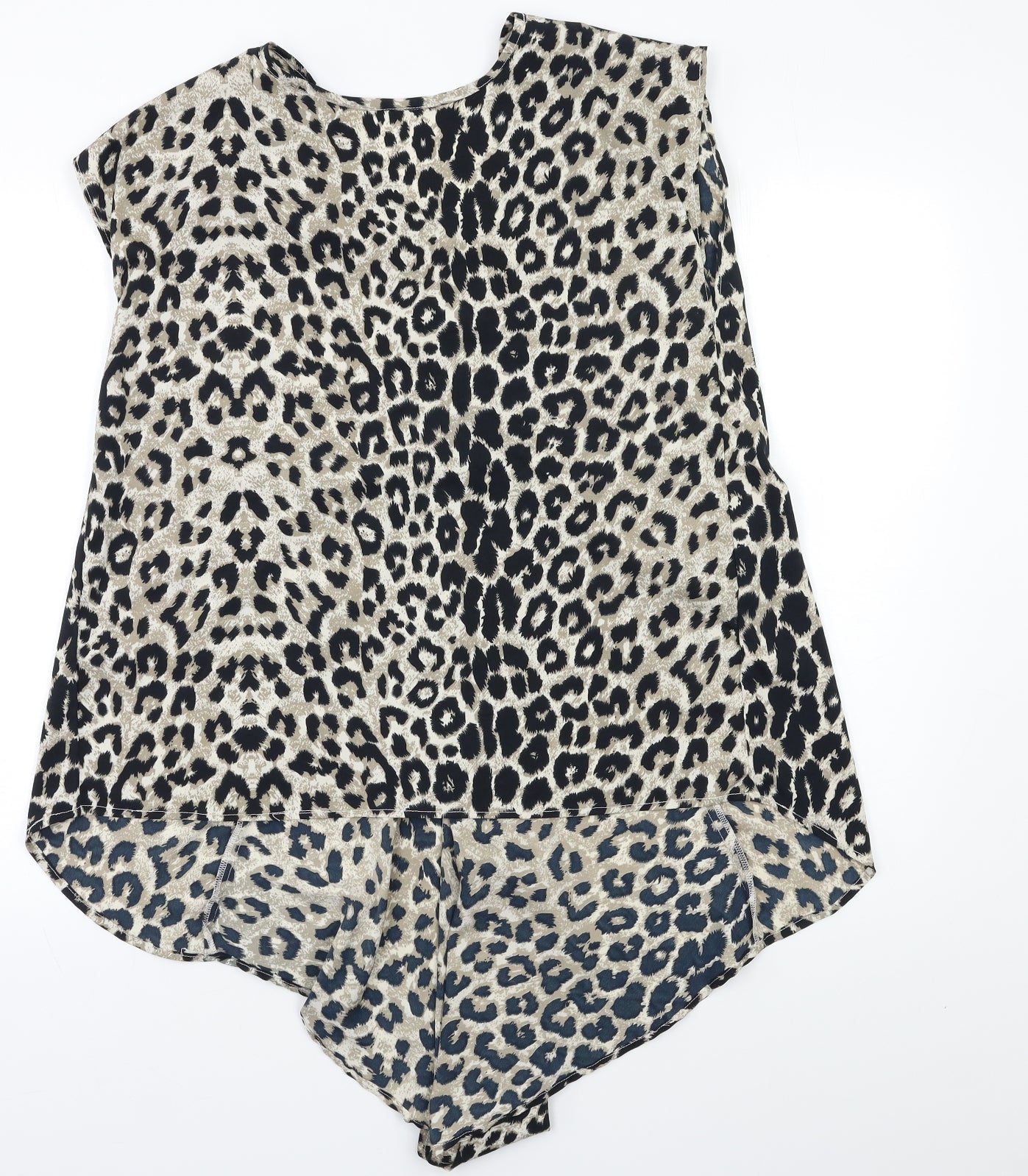 Preworn Womens Beige Animal Print  Basic Blouse Size L