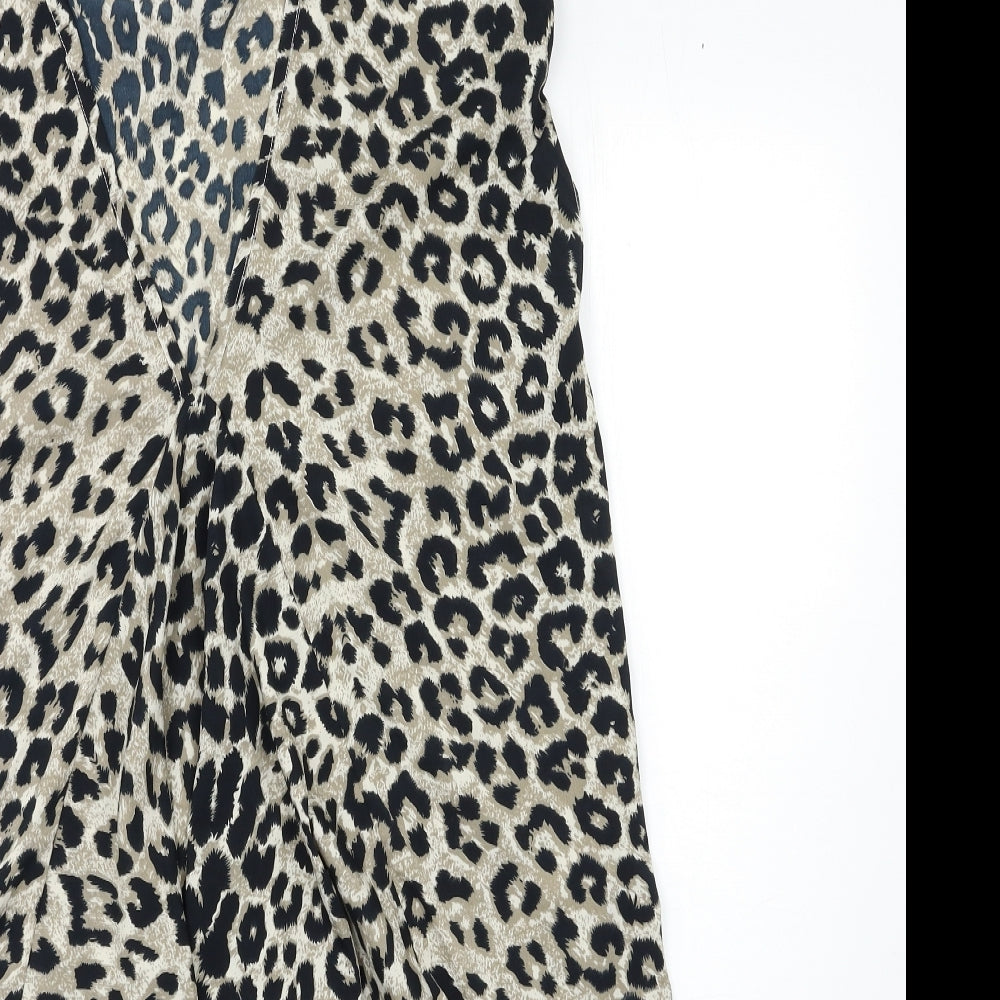 Preworn Womens Beige Animal Print  Basic Blouse Size L