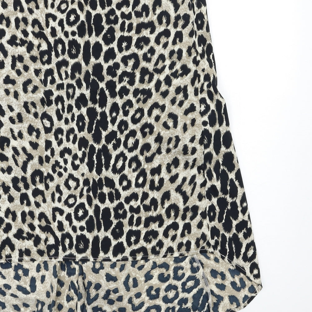 Preworn Womens Beige Animal Print  Basic Blouse Size L