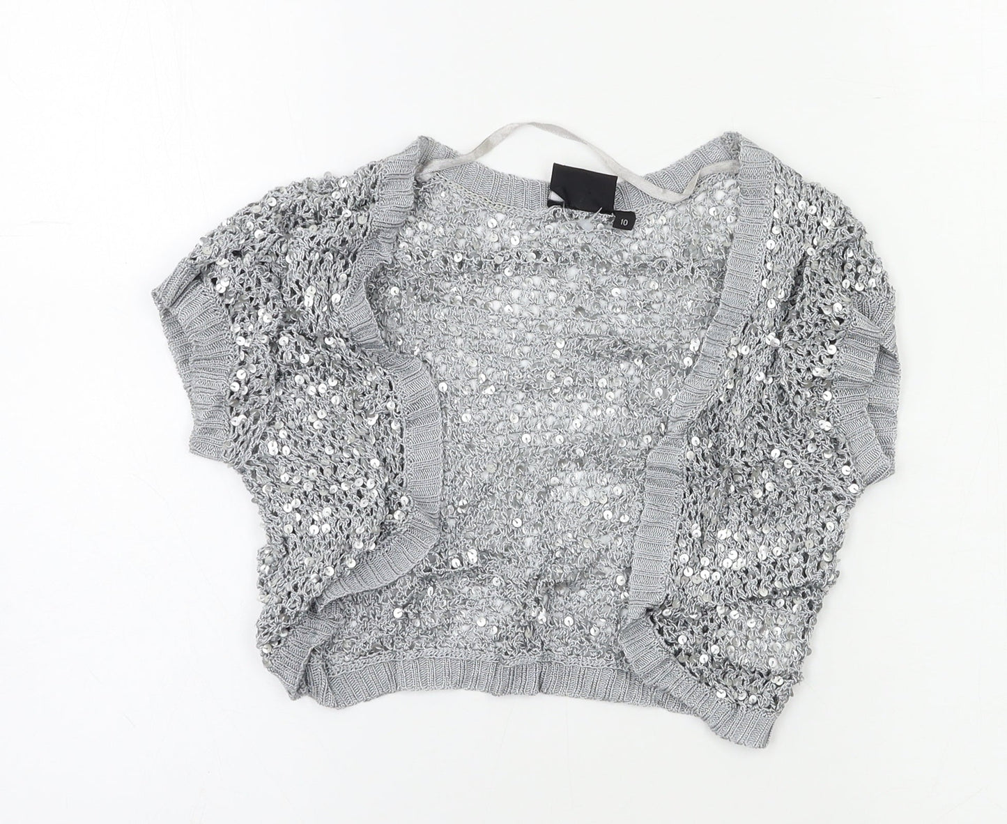 Logo Womens Grey   Shrug Jumper Size 10  - Sequin