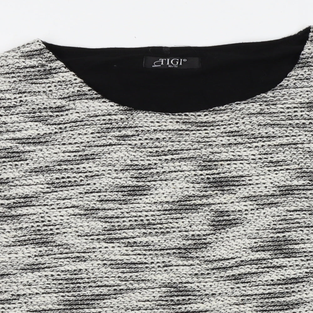 tigi Womens Grey Striped  Pullover Jumper Size 10