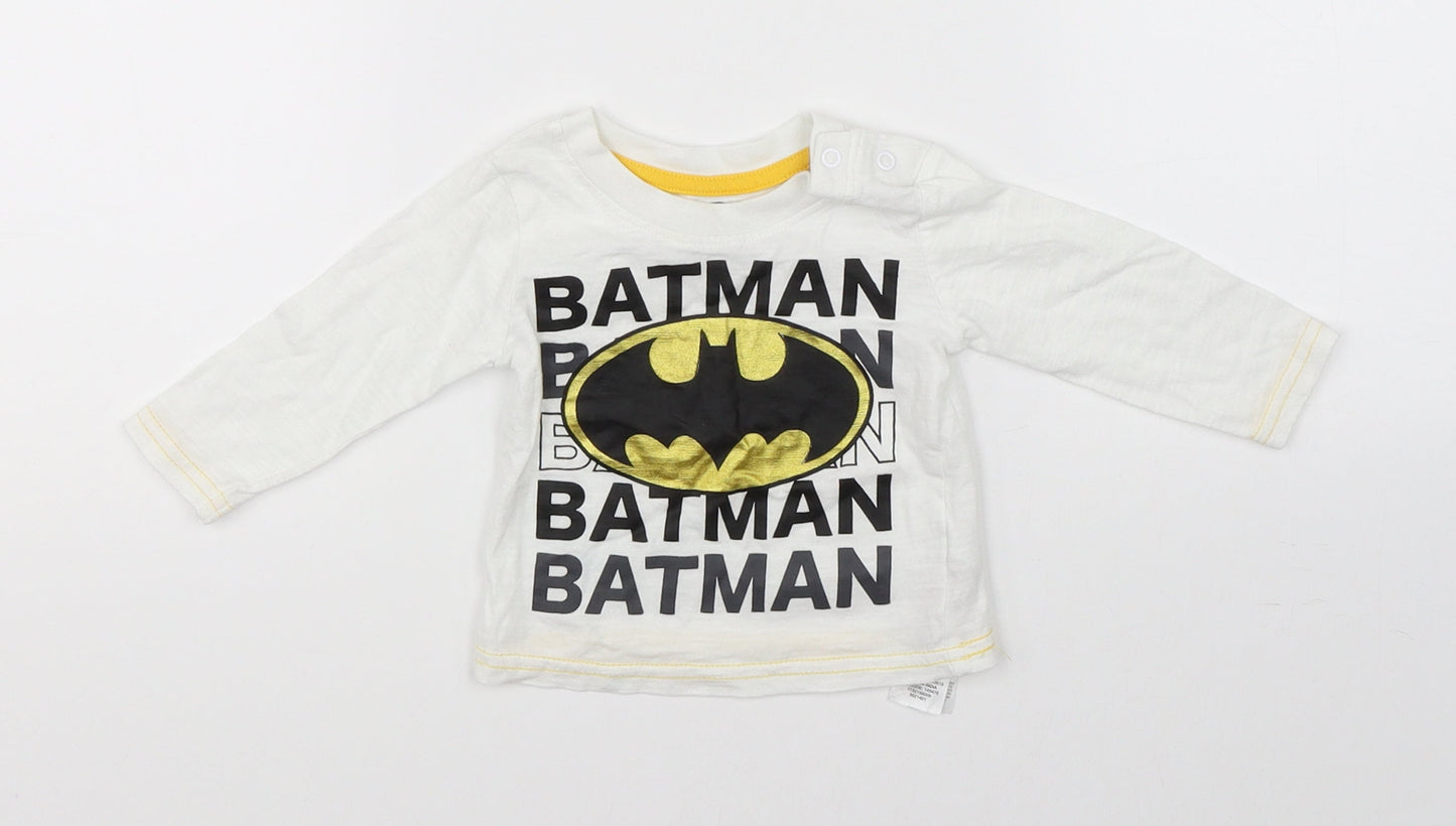 Primark Boys White   Basic T-Shirt Size 0-3 Months  - batman