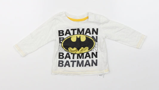 Primark Boys White   Basic T-Shirt Size 0-3 Months  - batman