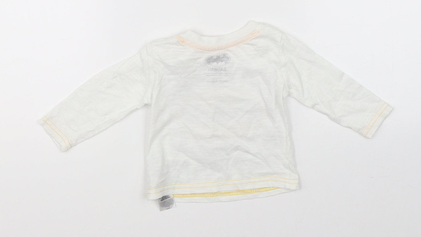 Primark Boys White   Basic T-Shirt Size 0-3 Months  - batman