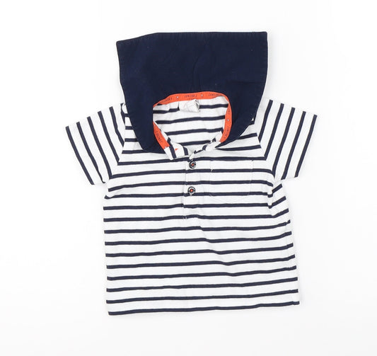 Debenhams Boys Blue Striped  Basic Polo Size 6-9 Months