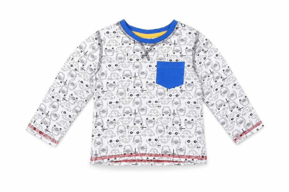 TU Boys White   Basic T-Shirt Size 6-9 Months  - cars
