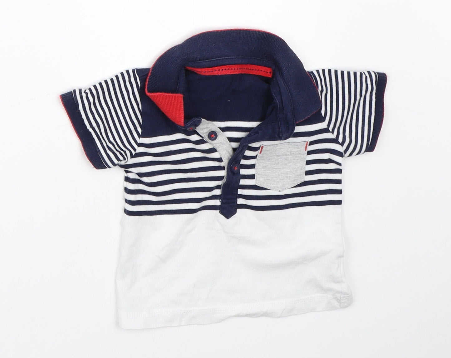 George Boys Blue Striped  Basic Polo Size 3-6 Months