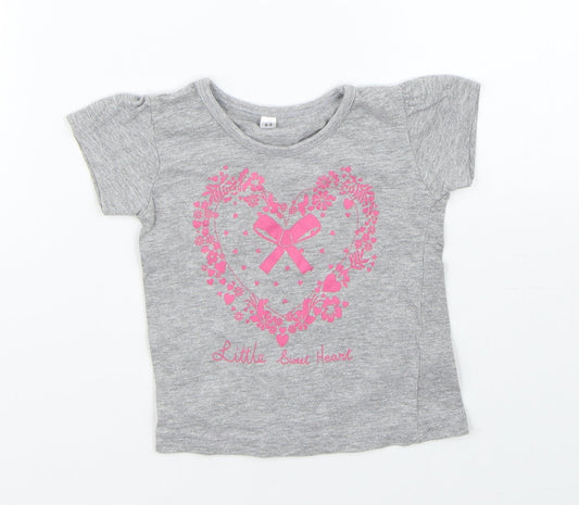 Preworn Girls Grey   Basic T-Shirt Size 6-9 Months