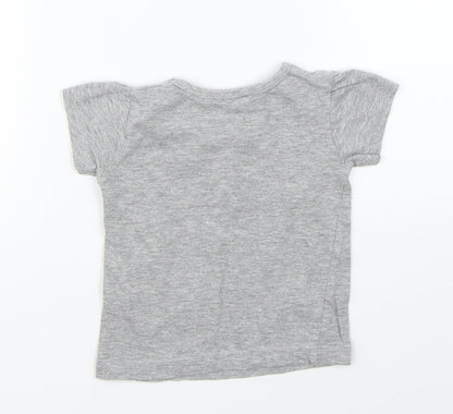 Back view of Preworn girls’ grey basic t-shirt, size 6-9, months