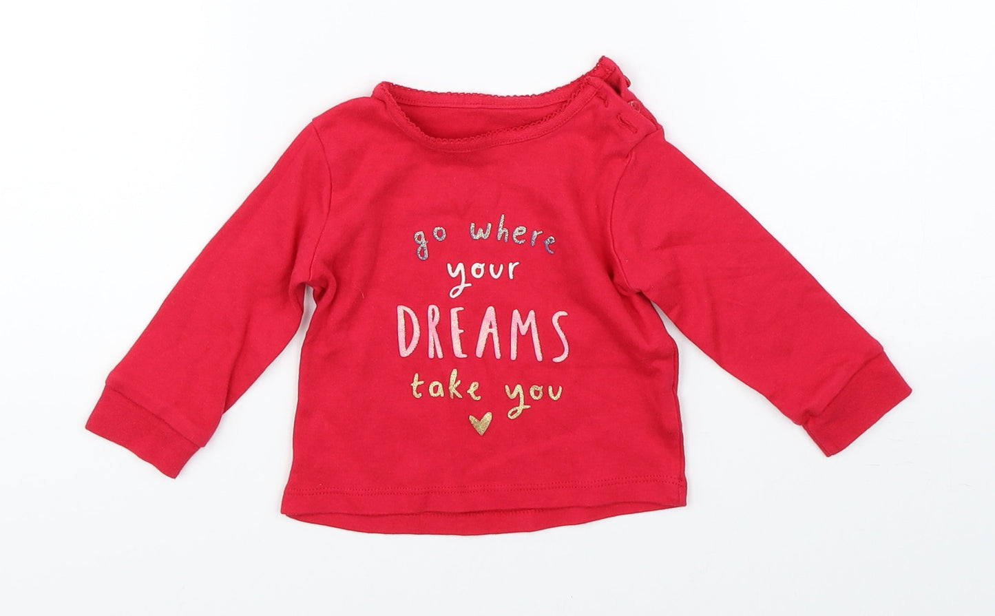 Primark Girls Red   Basic T-Shirt Size 6-9 Months