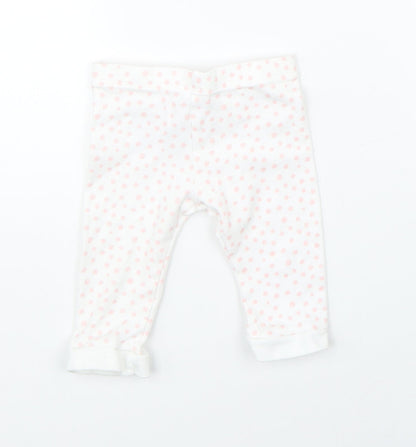 Additional front view of Disney girls’ white polka dot pyjama pants, size 3-6, months