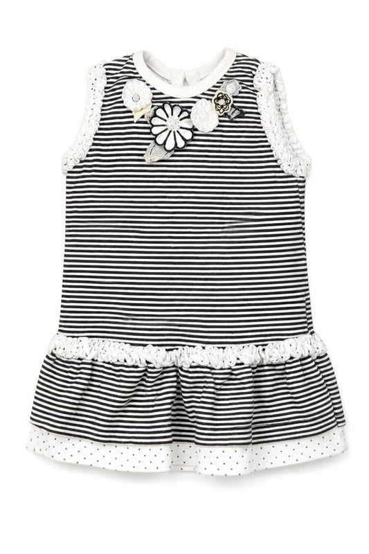 George Girls Black Striped  Shift  Size 3-6 Months