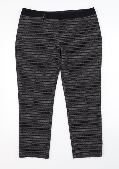 Next Womens Black Argyle/Diamond  Dress Pants Trousers Size 12 L23 in