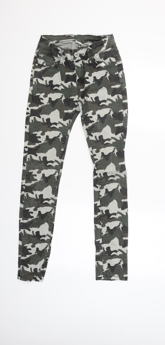 Dzire Womens Green Camouflage  Capri Trousers Size XS L29 in