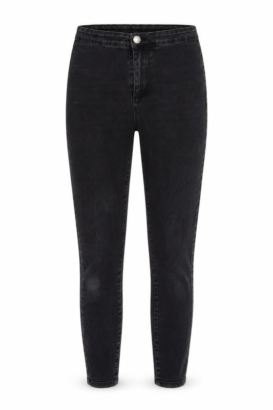 Front view of Denim & Co. women’s black skinny jeans, size UK 8, 27.5-inch leg