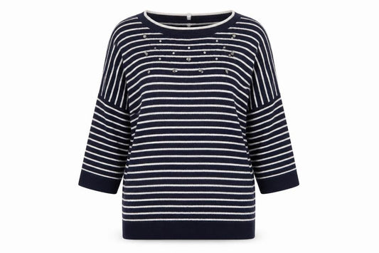 Country Casuals Womens Blue Striped Knit Pullover Jumper Size L
