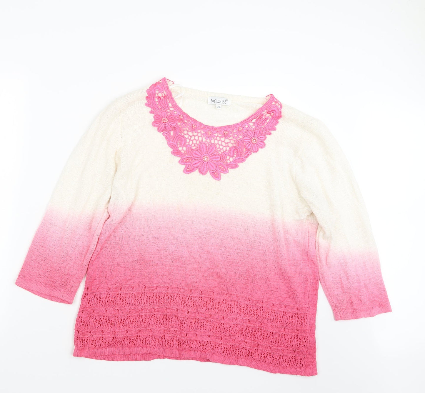 Fay Louise Womens Pink  Knit Pullover Jumper Size L