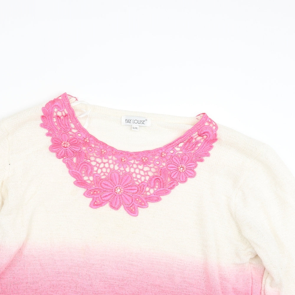Fay Louise Womens Pink  Knit Pullover Jumper Size L