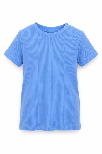 Front view of Next girls’ blue basic t-shirt, size 2-3, years