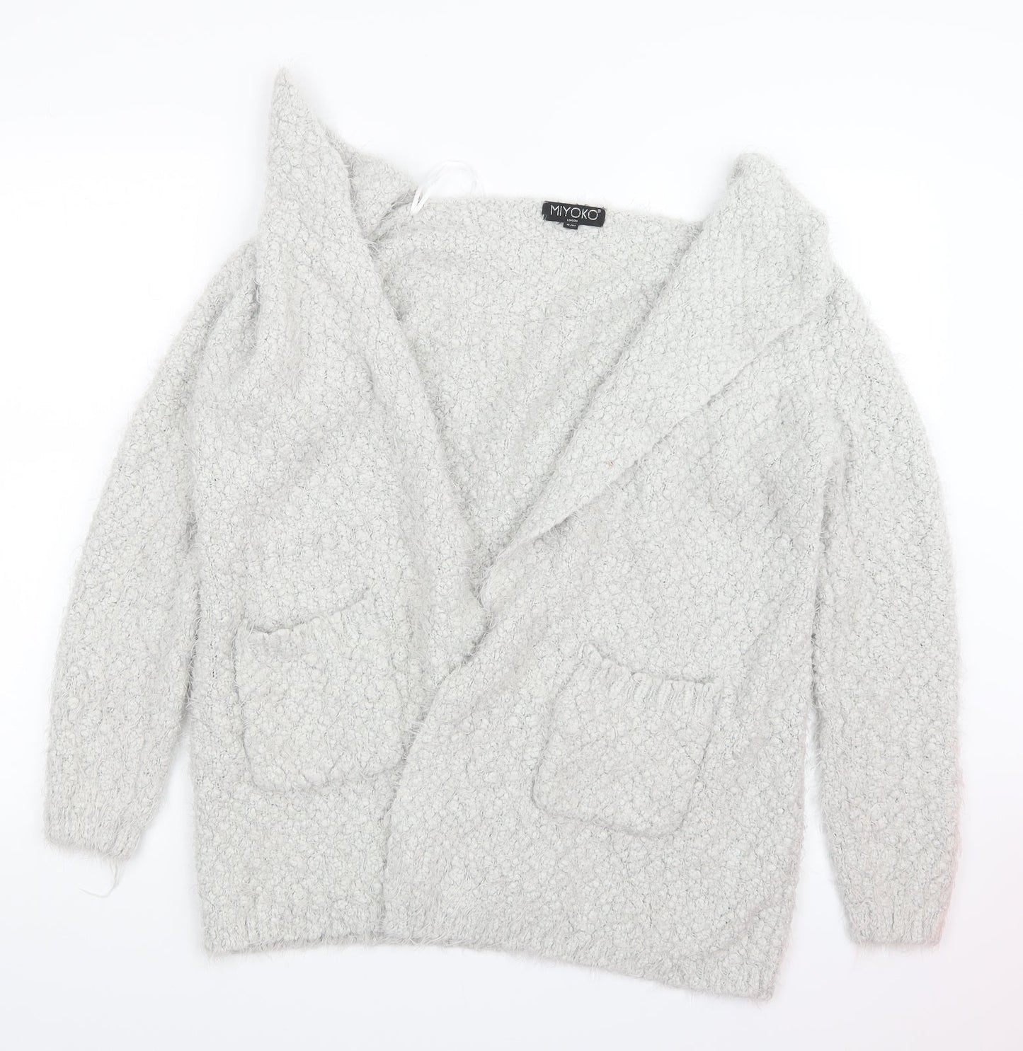 Miyoko Womens Grey  Knit Cardigan Jumper Size S