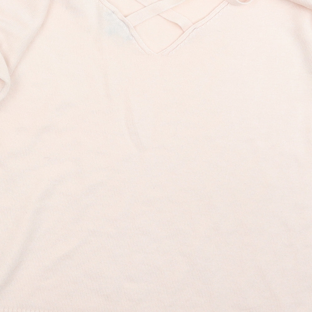 Boohoo Womens Pink  Knit Pullover Jumper Size S