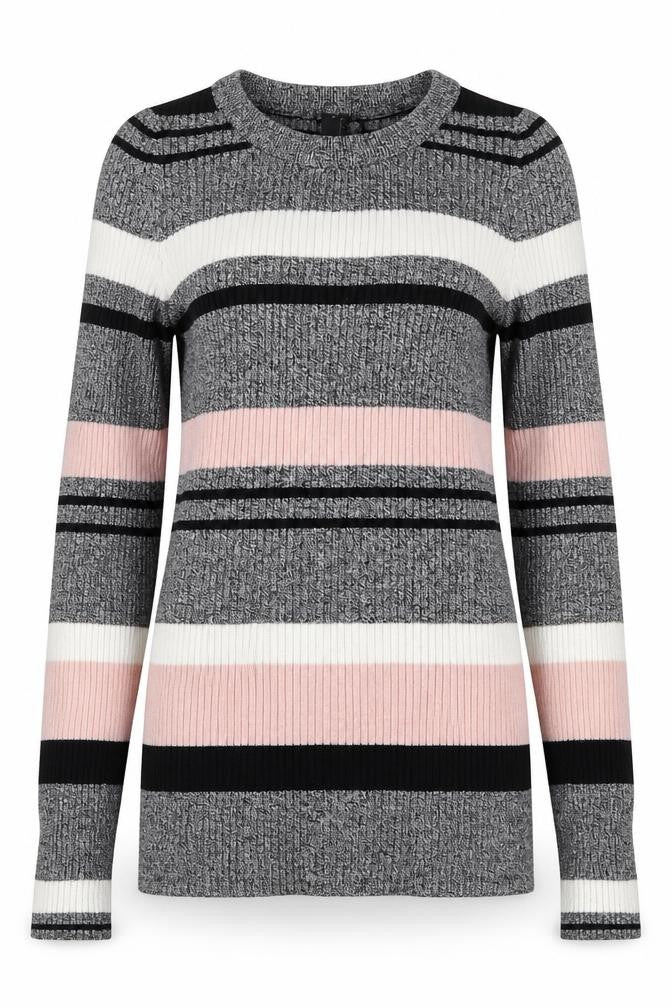 H&M Womens Pink Striped Knit Pullover Jumper Size S