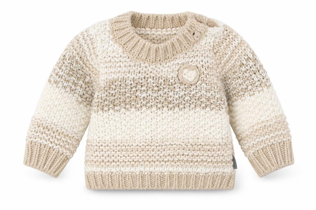 Nutmeg Girls Beige Striped Knit Pullover Jumper Size 9-12 Months