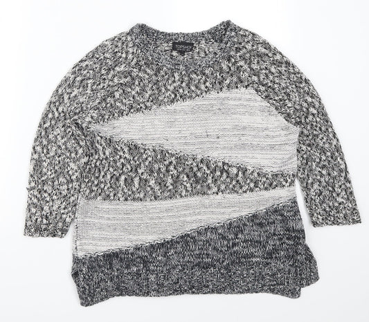 Topshop Womens Grey Geometric Knit Pullover Jumper Size 10