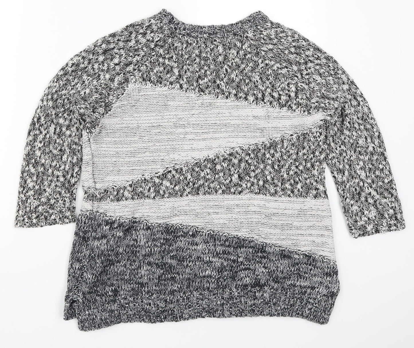 Topshop Womens Grey Geometric Knit Pullover Jumper Size 10