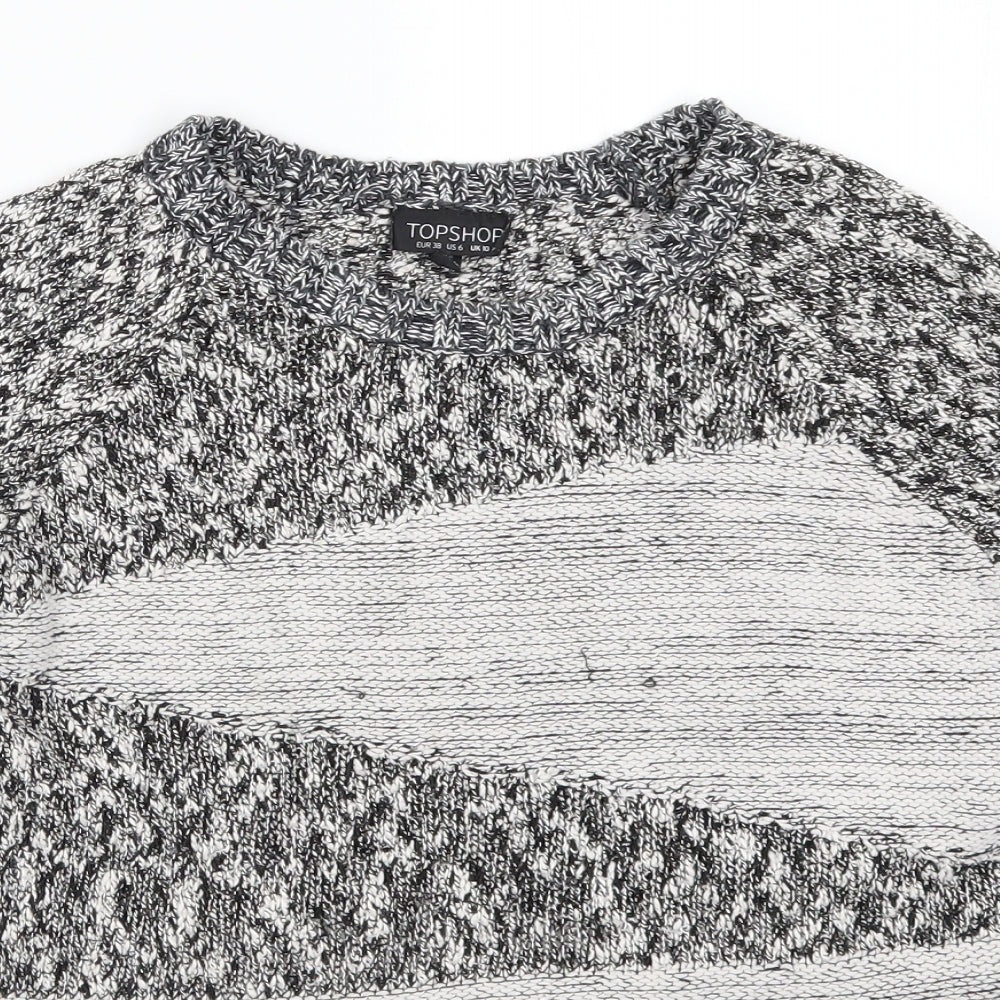 Topshop Womens Grey Geometric Knit Pullover Jumper Size 10