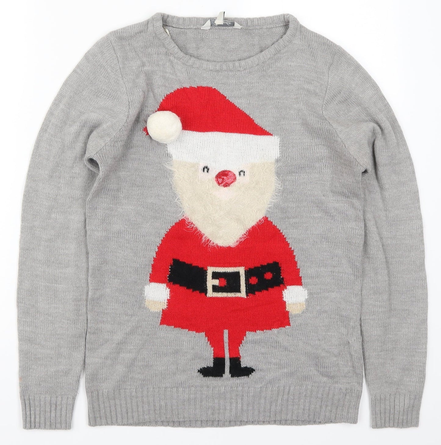 Peacocks Womens Grey   Pullover Jumper Size S  - Santa Claus