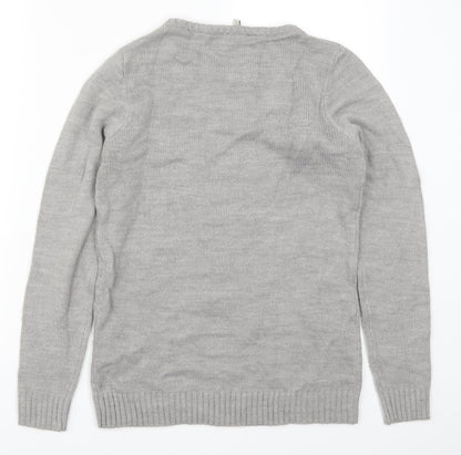 Preloved Peacocks Womens Grey   Pullover Jumper Size S  - Santa Claus - Back