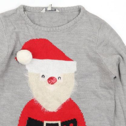 Preloved Peacocks Womens Grey   Pullover Jumper Size S  - Santa Claus - Detail