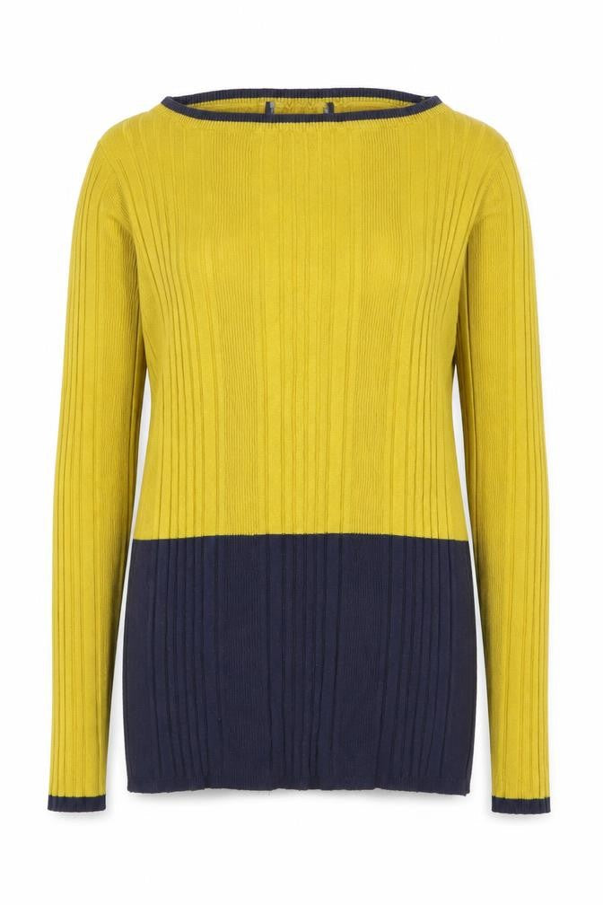 Preworn Womens Yellow  Knit Pullover Jumper Size 14  - Colour Block