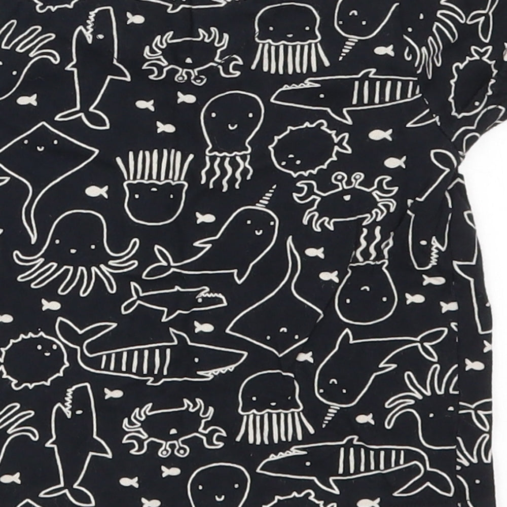 Nutmeg Boys Black   Basic T-Shirt Size 6-9 Months  - Sea Animals