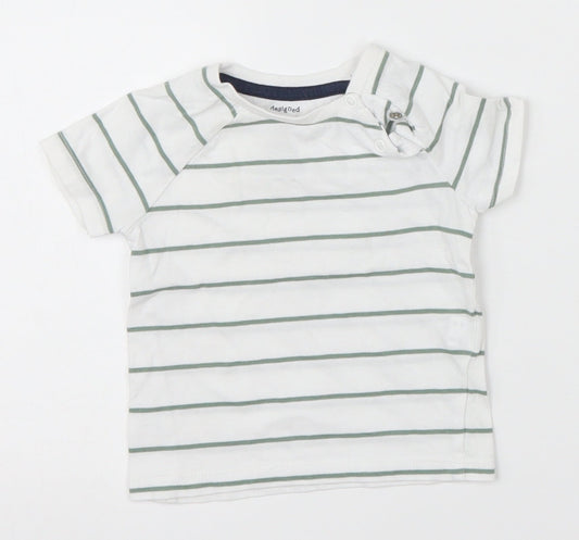 F&F Boys White Striped  Basic T-Shirt Size 3-6 Months  - Green Stripes