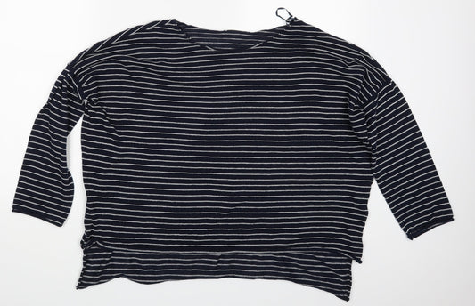 Zara Womens Blue Striped  Pullover Sweatshirt Size M
