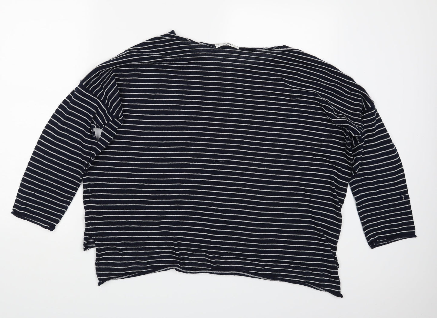 Zara Womens Blue Striped  Pullover Sweatshirt Size M
