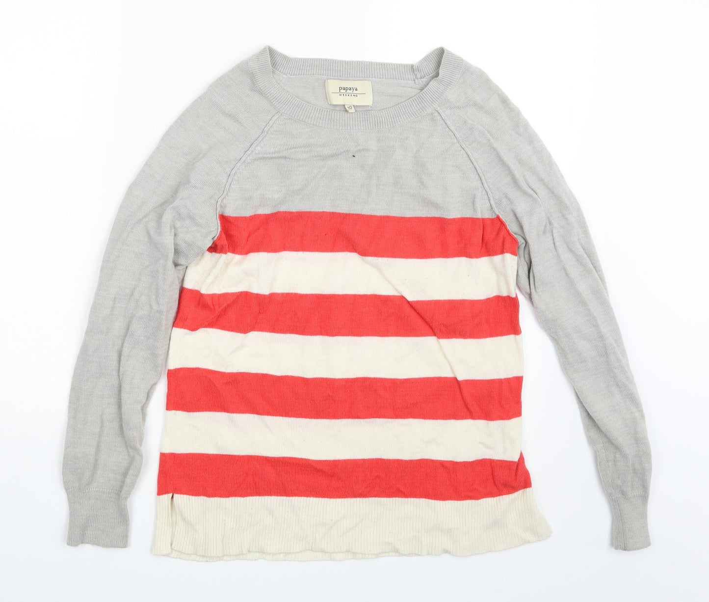 Papaya Womens Multicoloured Striped  Pullover Sweatshirt Size 10