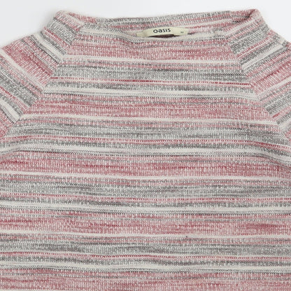 Oasis Womens Pink Striped  Pullover Jumper Size M
